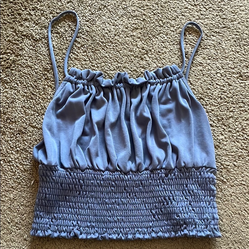 Blue Smocked Women's Top